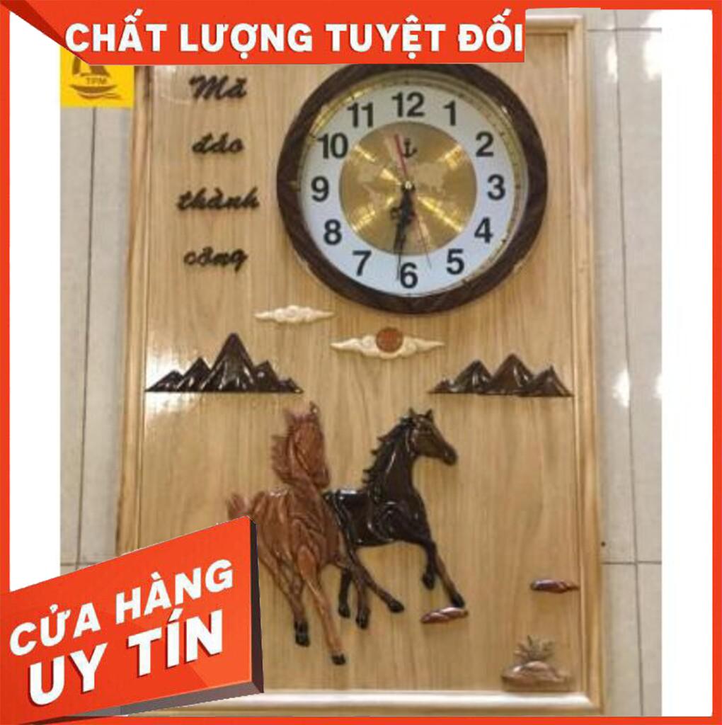 Tranh đồng hồ gỗ mã đáo thành công Nội Thất