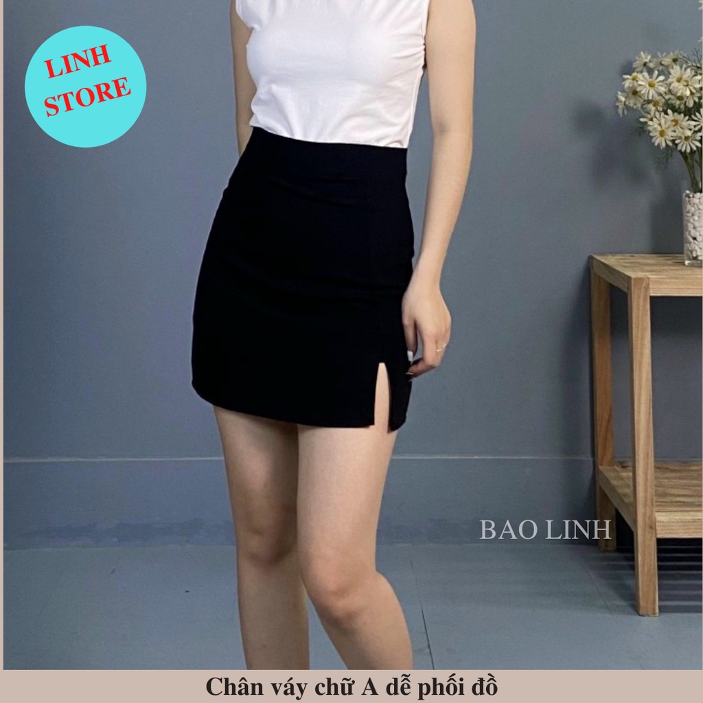 Chân Váy A Ngắn Linh Store Xẻ Cạnh Lưng Cao Có Quần trong Dáng Ngắn Phong Cách Hàn Quốc