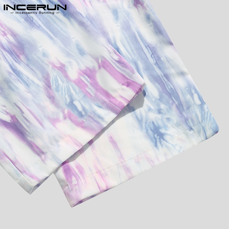 INCERUN Bộ Áo Liền Quần Sát Nách Dáng Rộng Nhuộm Màu Độc Đáo Phong Cách Phương Tây Thời Trang Cho Nam