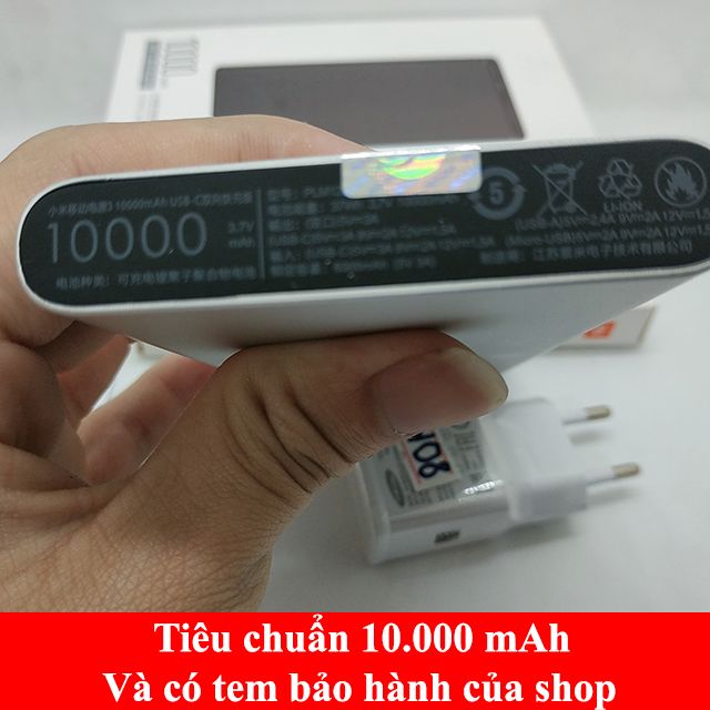 Pin sạc dự phòng Xiaomi 10000 mAh Gen3 Quick Charge 3.0 bản mới nhất 2019 bảo hành 6 tháng - tặng kèm củ cáp sạc 2A