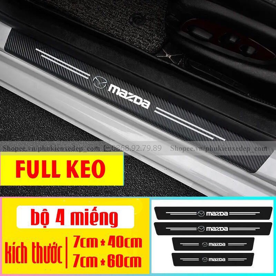 Nẹp Chống Xước Cửa Xe Có LOGO ⚡FREESHIP⚡ Nẹp Chông Xước Cốp Sau Xe Ô Tô Vân Carbon Cho Nhiều Hãng Xe CAO CẤP