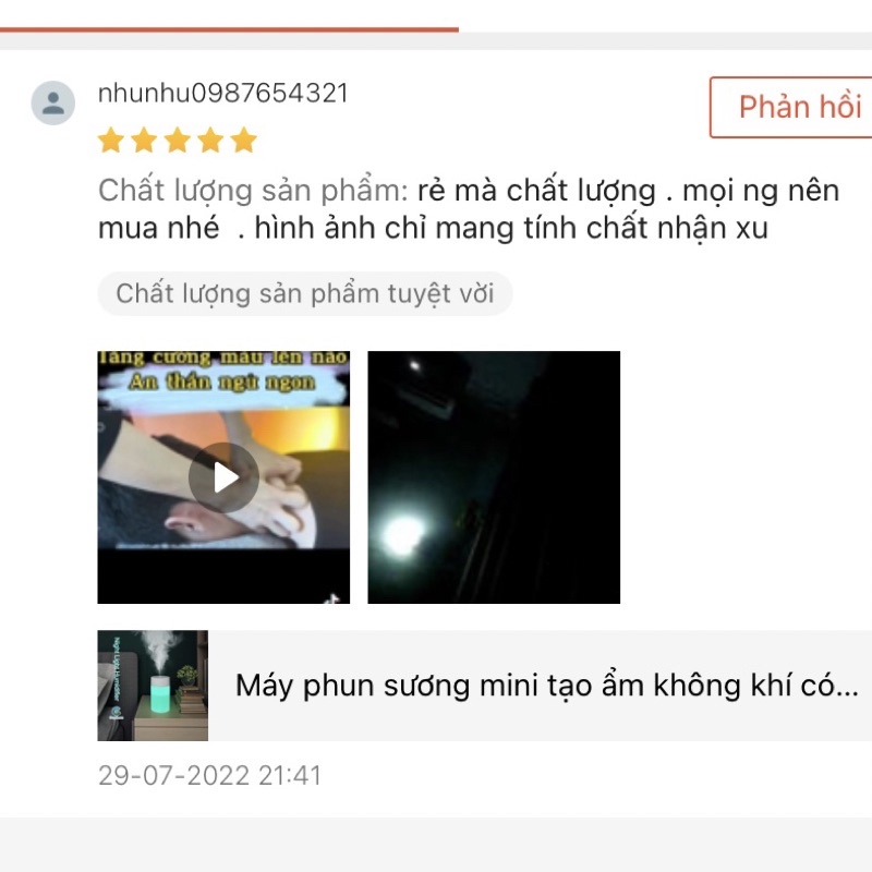 Máy phun sương mini tạo ẩm không khí có đèn Led nhiều màu sắc 260ml xông hơi khuyếch tán tinh dầu