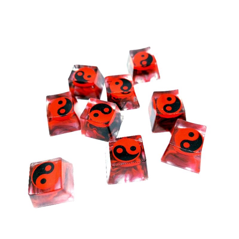 Keycap Ying yang đen đỏ hòa hợp trang trí bàn phím cơ
