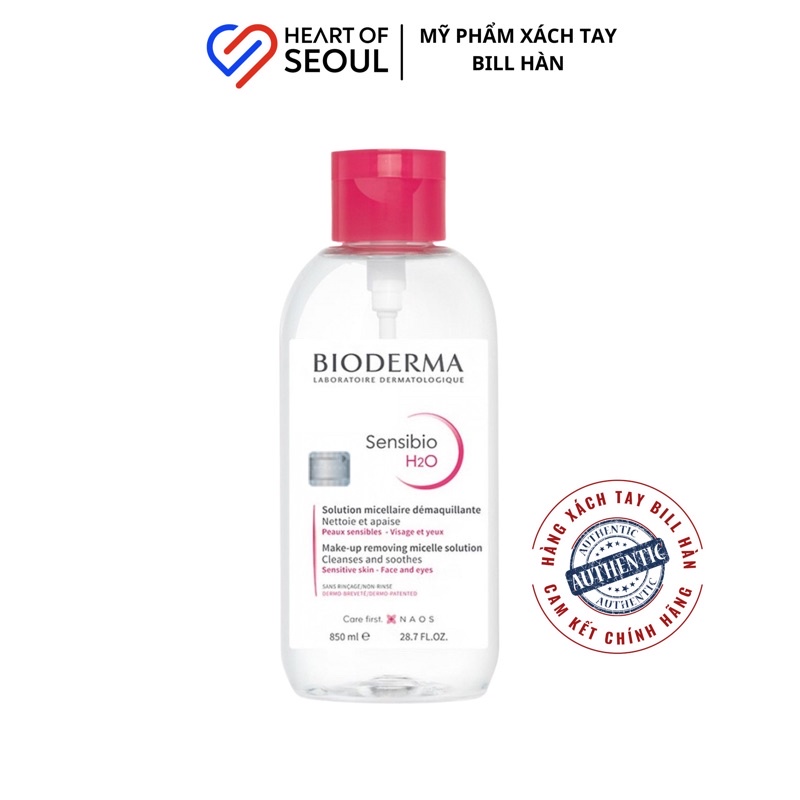 Nước tẩy trang Bioderma H2O bản Limited nắp nhún 850ml (Bill Hàn)