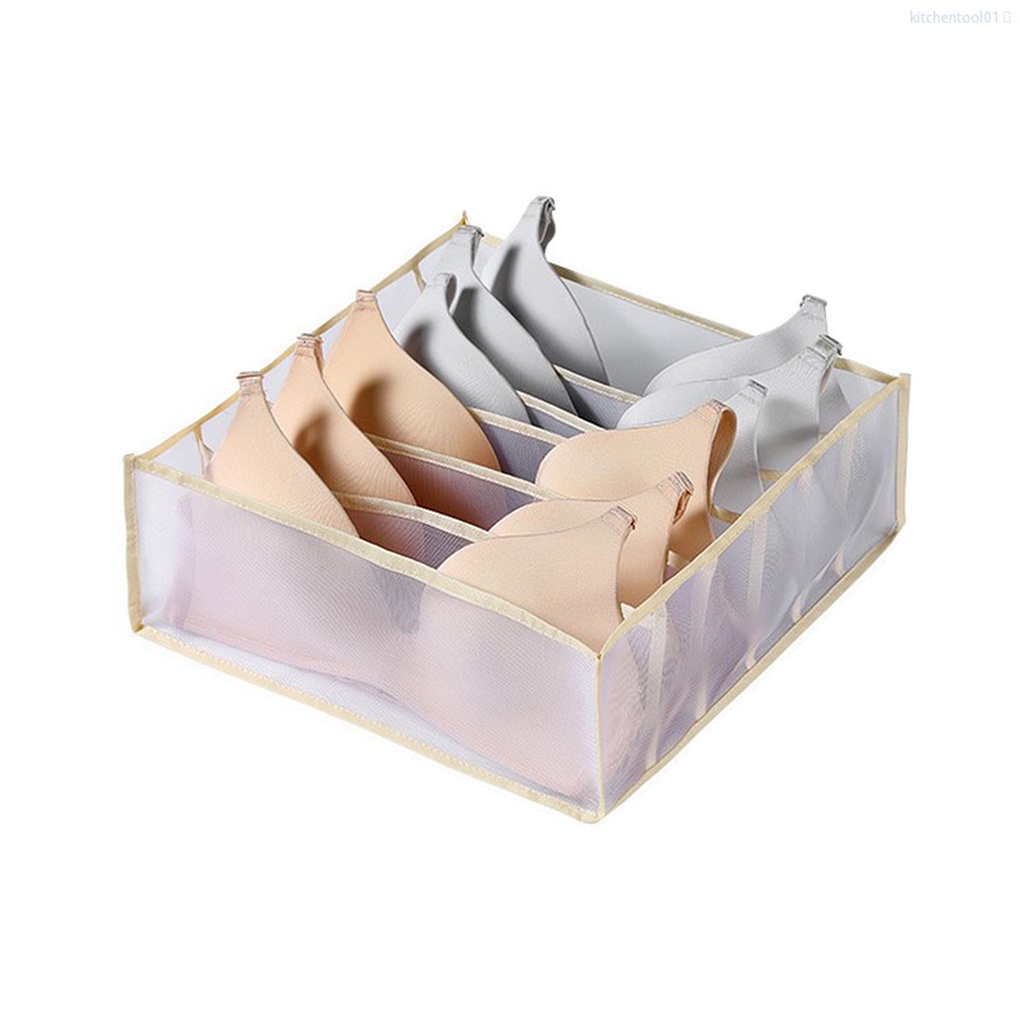 Hộp đựng đồ lót nhiều ngăn bằng vải lưới có thể gấp gọn dùng sắp xếp tủ quần áo