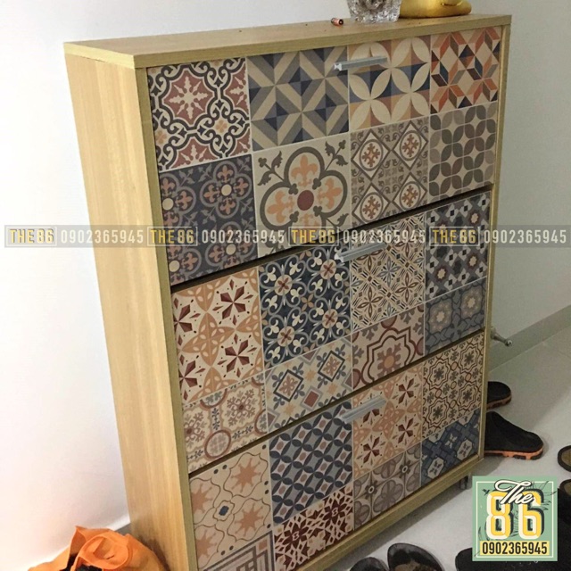 Decal gạch bông dán tủ vintage