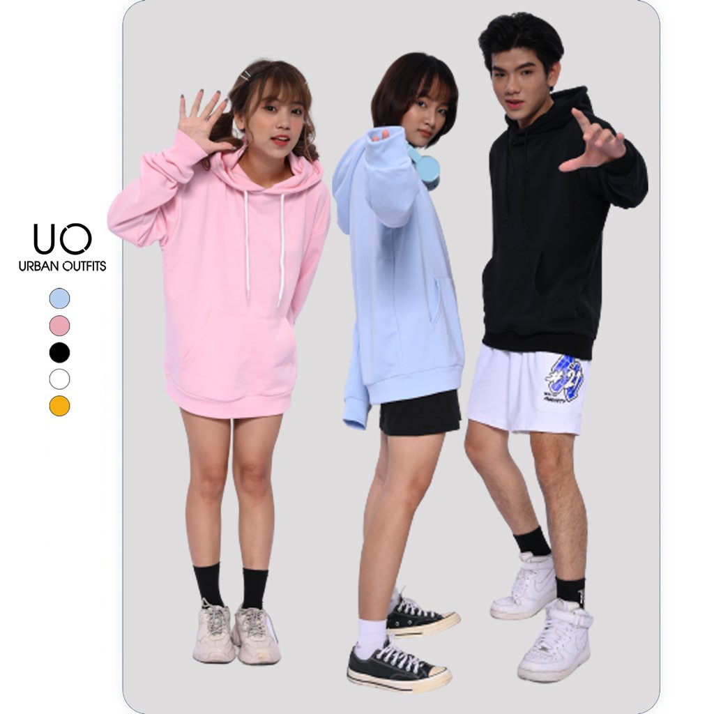 Áo Hoodie Nam Nữ Form Rộng URBAN OUTFITS Kiểu Trơn HOO05 Chui Đầu Thun Cotton Nỉ