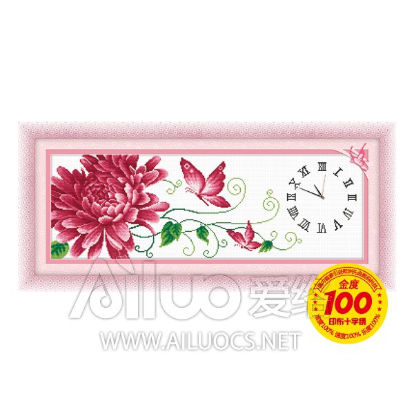 Tranh thêu chữ thập Đồng Hồ Hoa Dây 24110