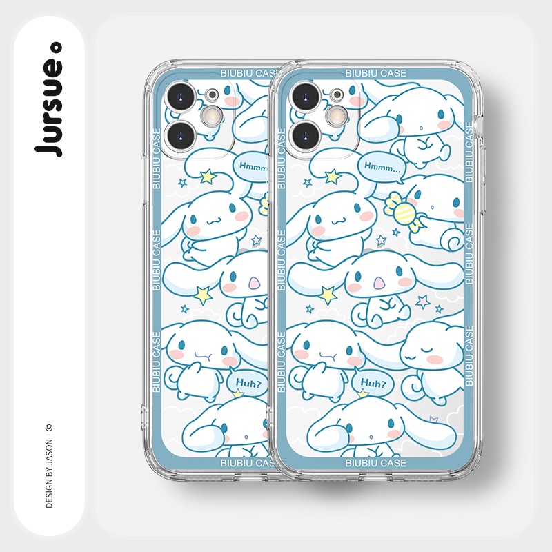 Ốp lưng JURSUE viền vuông hoạt hình dễ thương đẹp cho iPhone 13 12 11 Pro Max SE 2020 X XR XS ip 8 7 6 6S Plus kute Y183