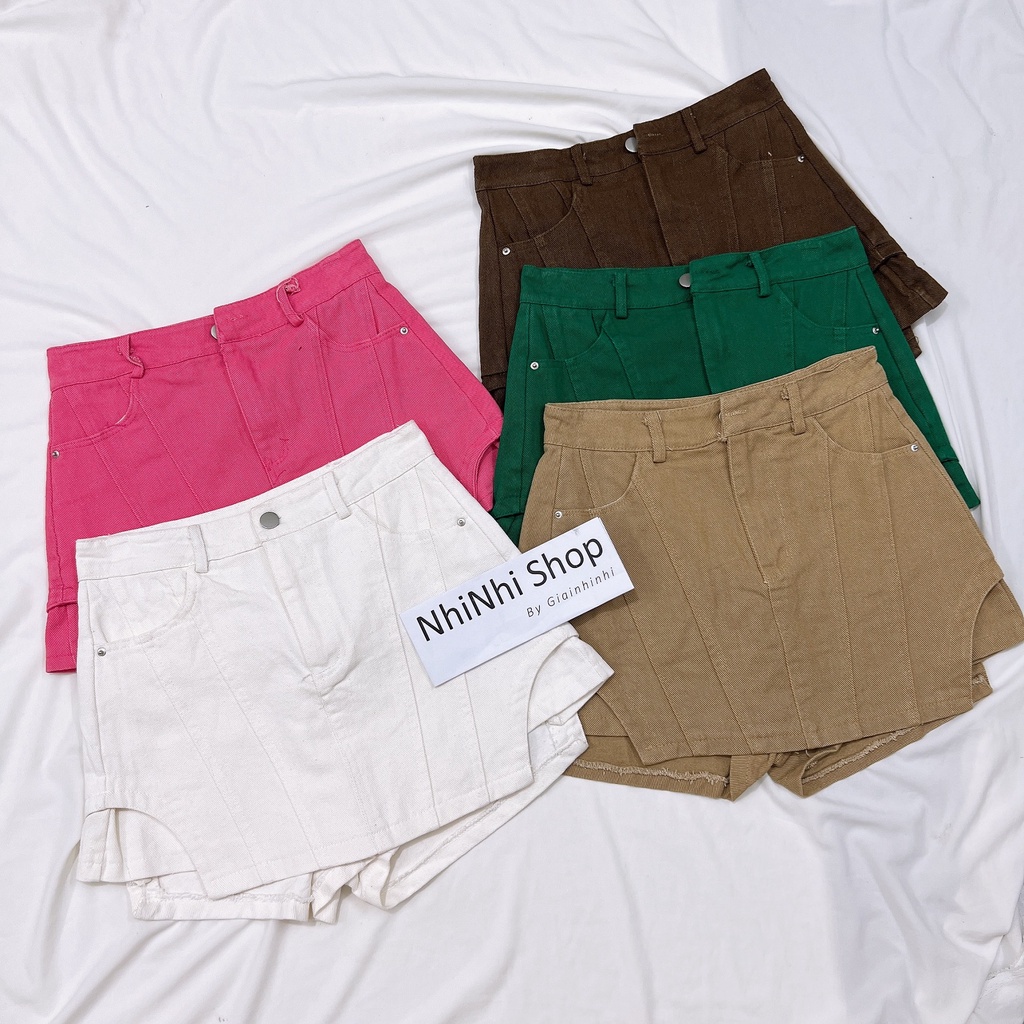 Quần short bò giả váy QC, Quần đùi nữ vải jean cạp cao dáng ôm QS766 - NhiNhi Shop