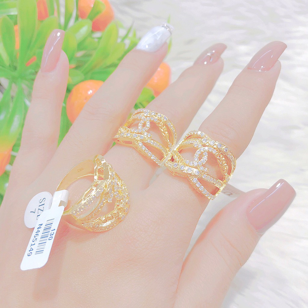 Nhẫn nữ đính xoàn mạ vàng 18K cao cấp (giá tốt nhất) N465149-130