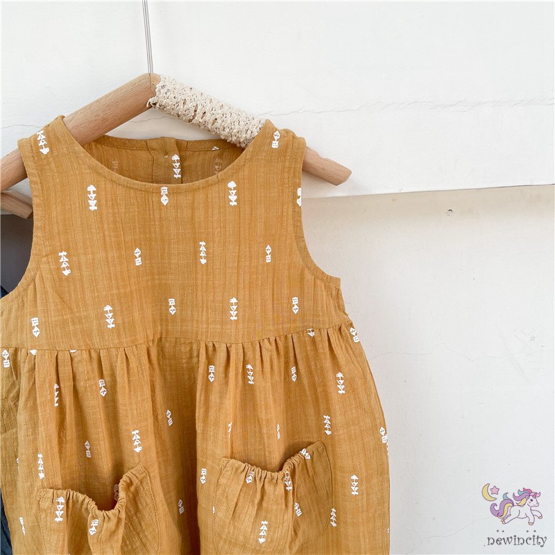 Áo Liền Quần Sát Nách Phong Cách Hàn Quốc Dành Cho Bé Gái