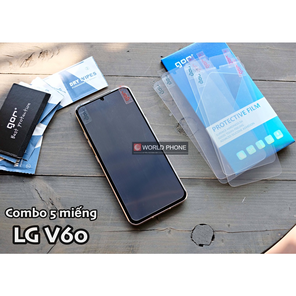 Bộ 5 dán màn hình GOR Film LG V60, Chống xước, trong suốt, mỏng 0.15mm cảm ứng mượt mà