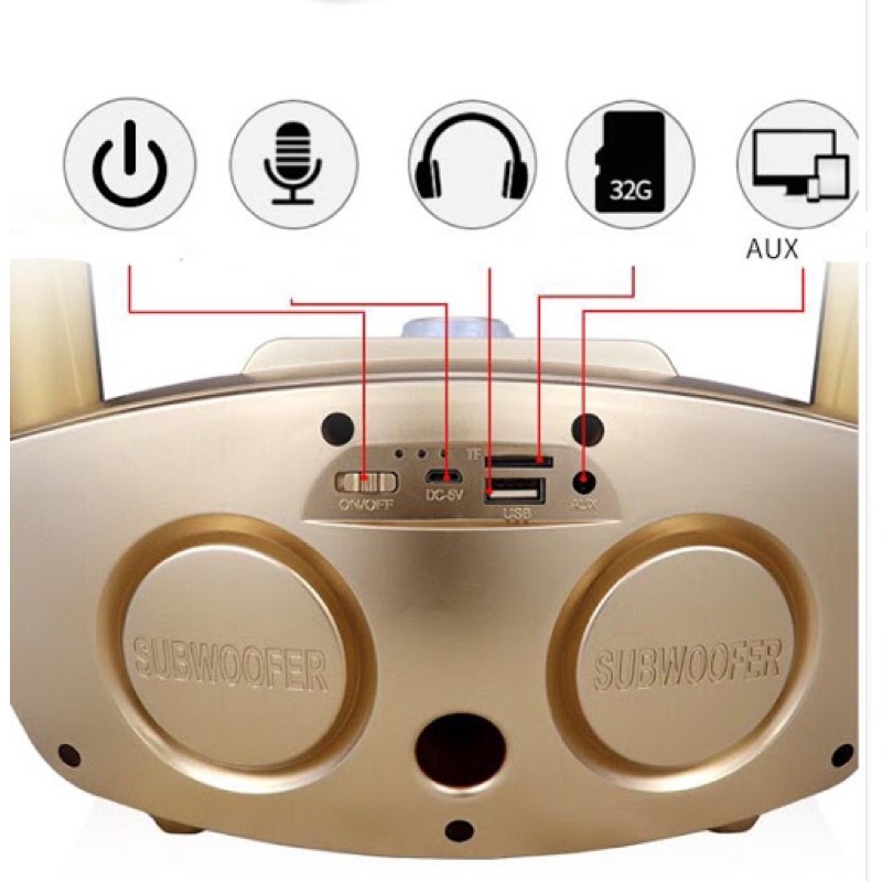 Loa karaoke bluetooth SDRD SD 306 Plus bản mới nhất, thêm nhiều tính năng- kèm 2 Micro karaoke không dây/bh 6 tháng