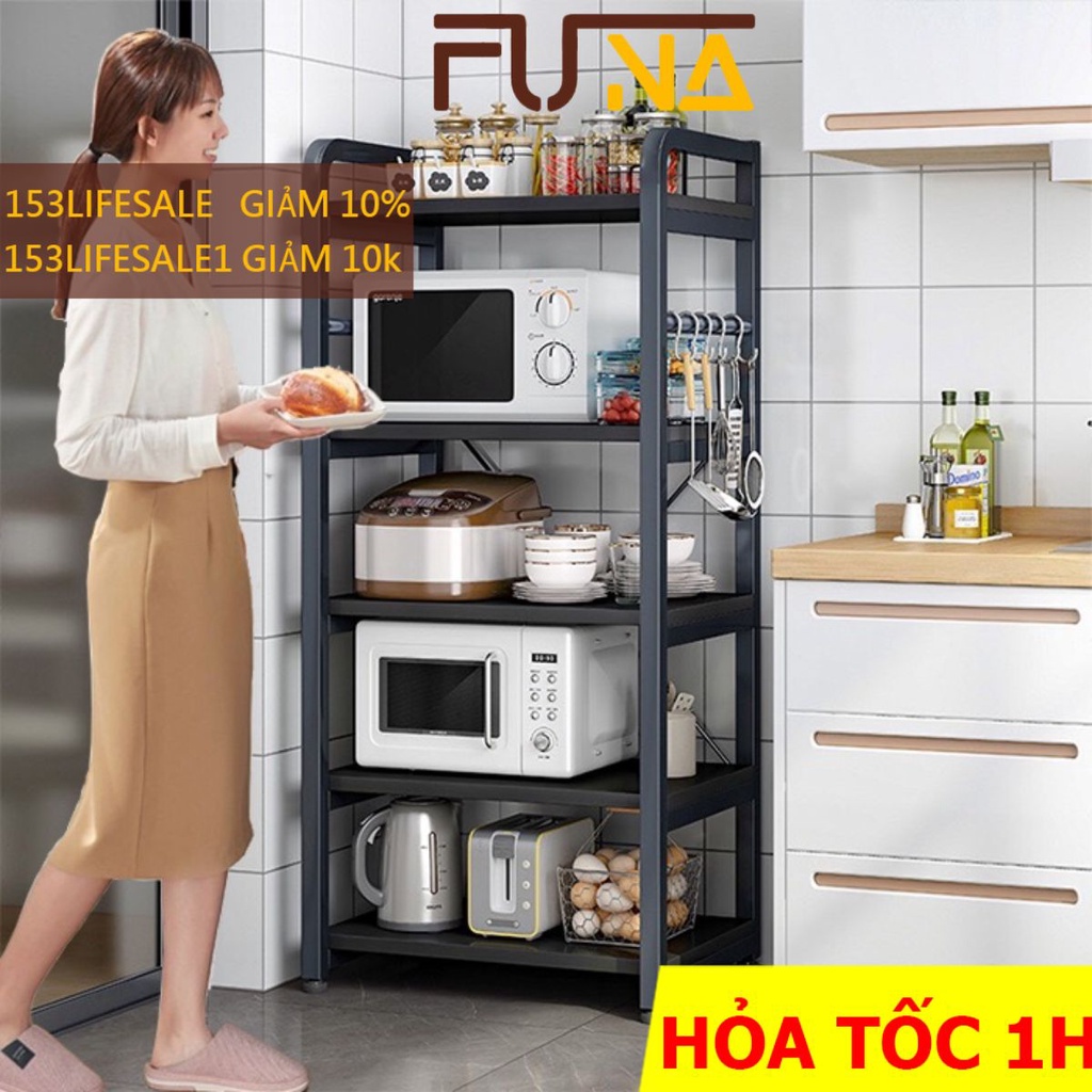 Kệ bếp kệ lò vi sóng FUNA khung sắt sơn tĩnh điện, chân kệ nó nút tăng giảm chống cập kênh hoàn toàn ( tặng móc ) - KB01