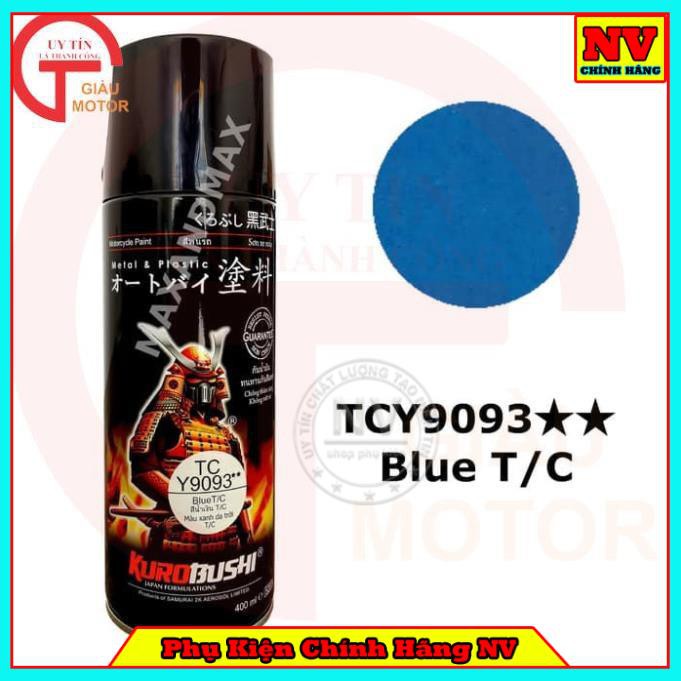 Sơn Samurai màu xanh da trời UCY9093+TCY9093 chính hãng, sơn xịt dàn áo xe máy chịu nhiệt, chống nứt nẻ, kháng xăng