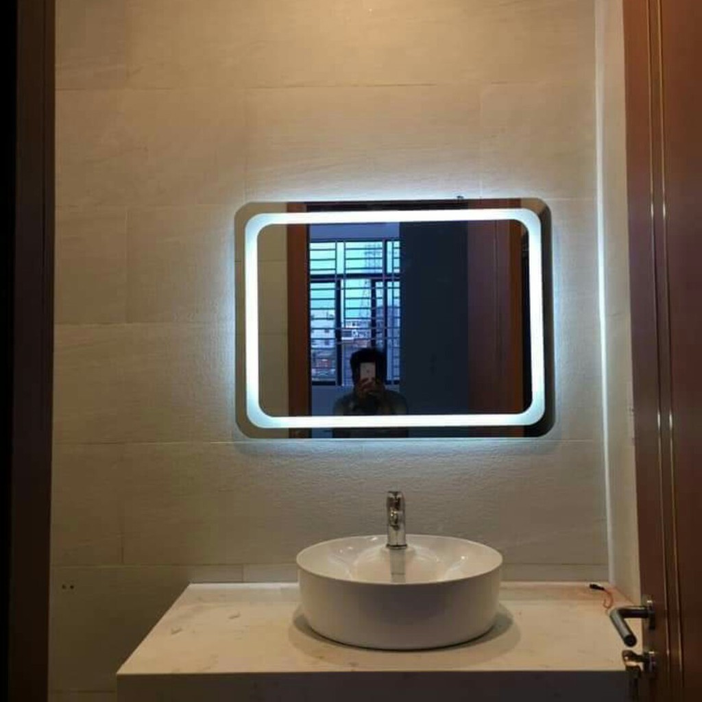 Gương Viền Led Hình Chữ Nhật Cảm Ứng Hiện Đại, Gương Phòng Tắm Cao Cấp KT 50x70cm