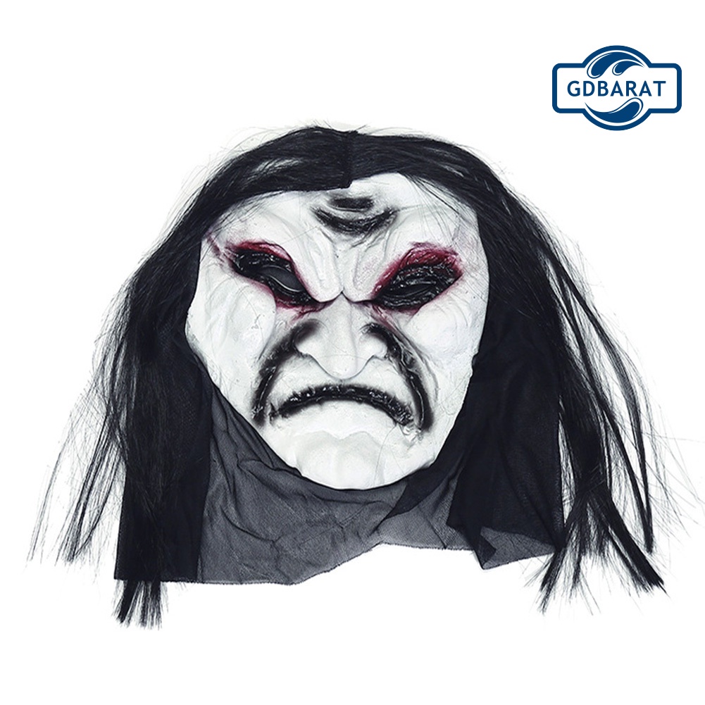 Mặt Nạ Hóa Trang Zombie Tóc Đen Thoáng Khí Cho Halloween
