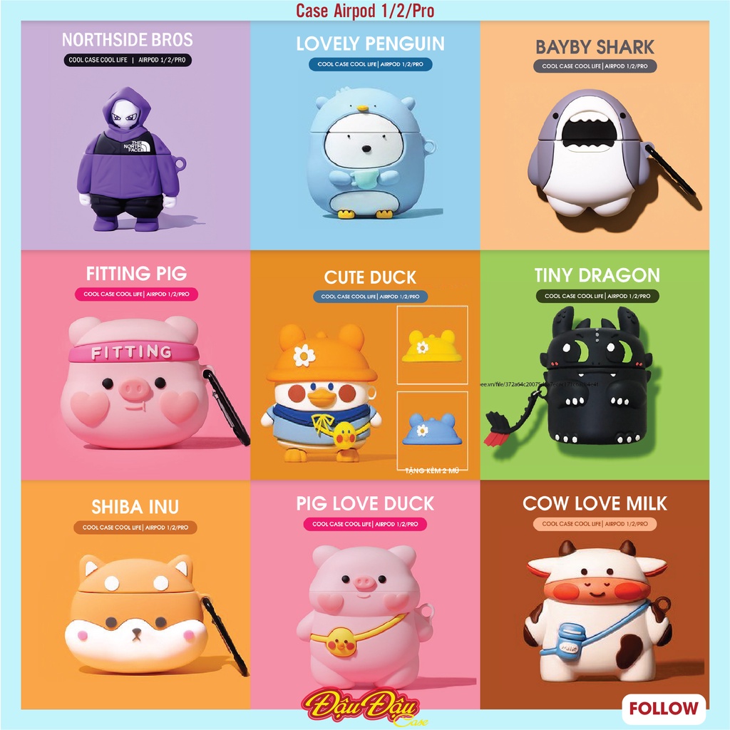 Case airpod Pro, ốp airpod 2 vỏ tai nghe bluetooth phụ kiện case airpod 2 cao cấp Chống sốc ĐẬU ĐẬU 