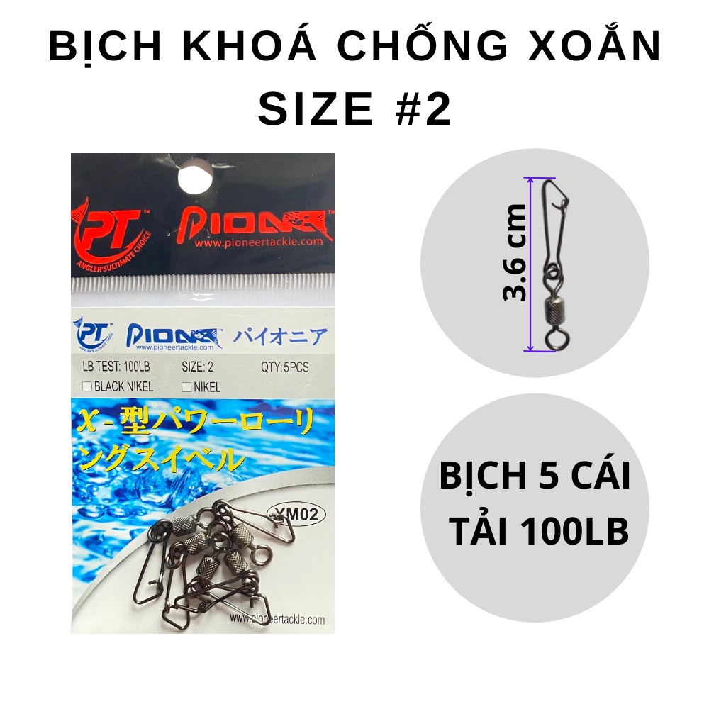 Bịch khoá link câu cá Pionner siêu bền nhiều size, móc khoá ma ní chống xoắn câu lure câu cá sông hồ câu biển giá rẻ