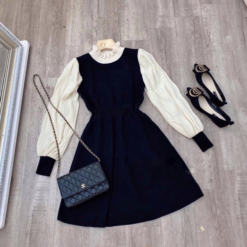 VÁY LEN SUÔNG TAY PHA LỤA