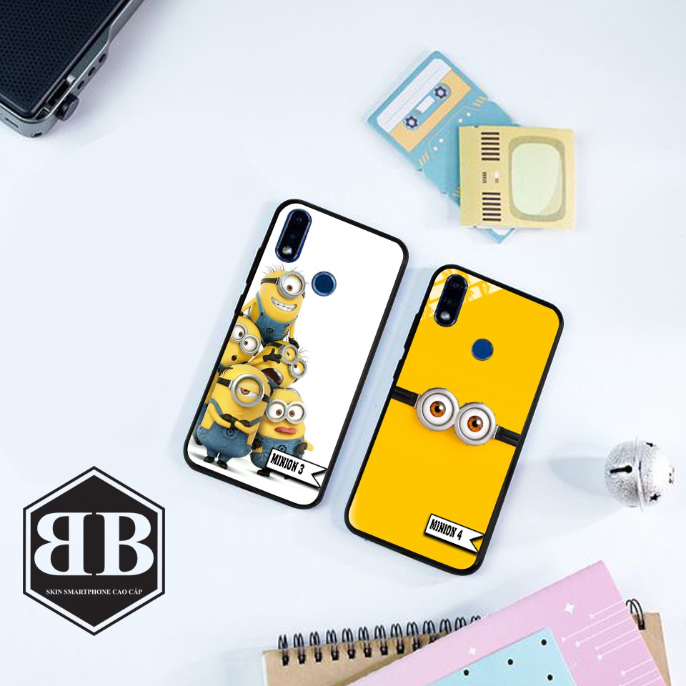 Ốp lưng kính cường lực Vsmart Joy 2 Plus hình minion màu sắc