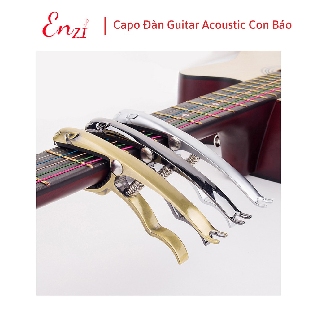Capo guitar acoustic con báo màu Đồng cao cấp dành cho đàn guitar dây
