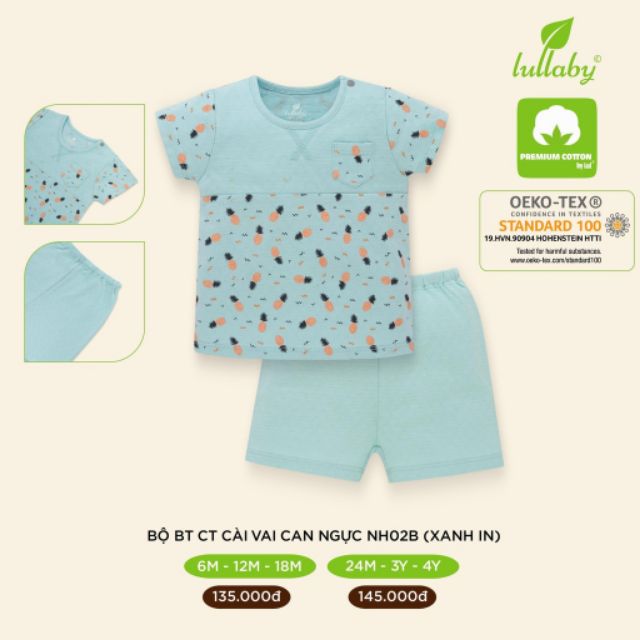 [Lullaby] Bộ cộc tay bé trai mẫu 2020 chất mịn, form dáng siêu đẹp (Sz 6m-4y)