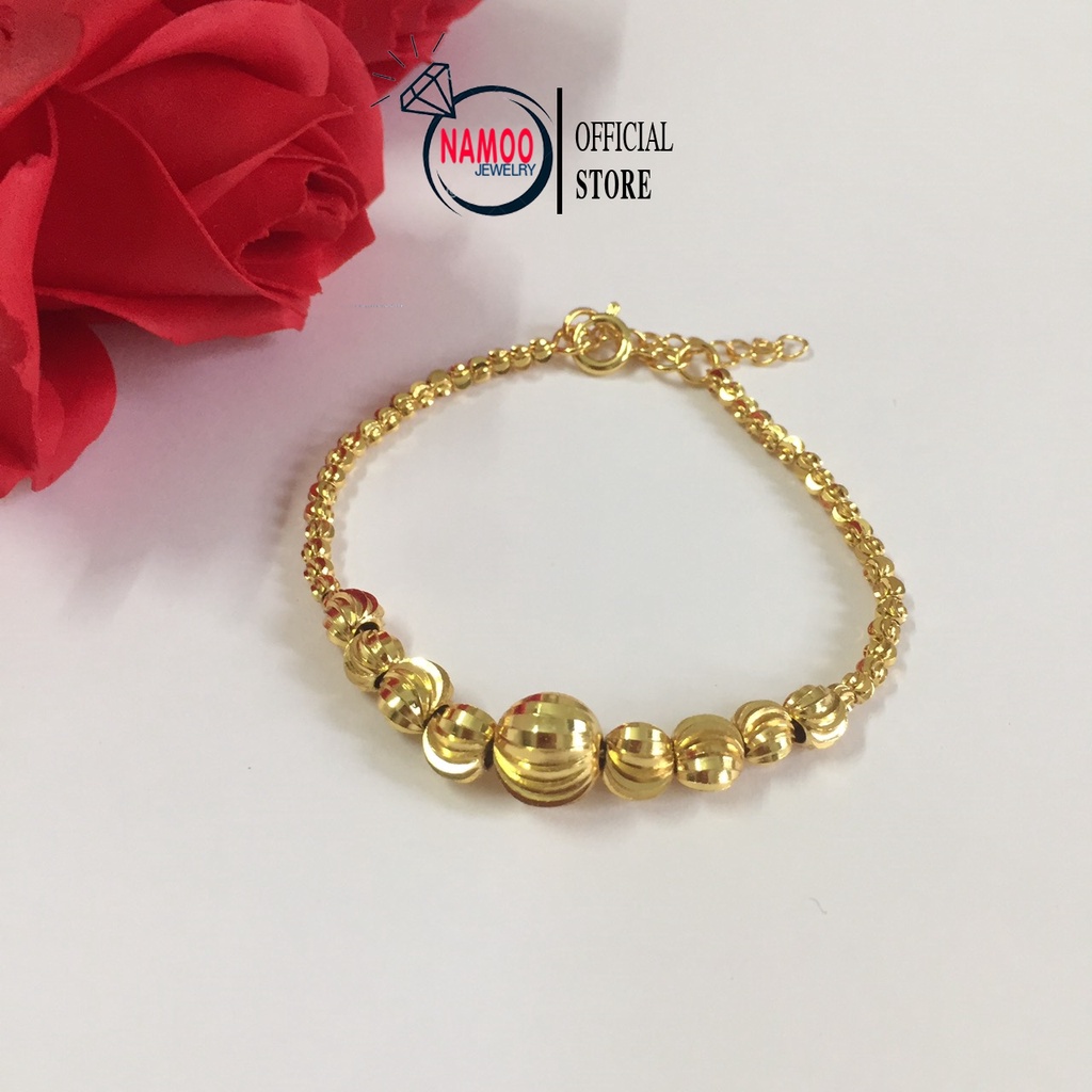 Lắc tay mạ vàng nữ, lắc bi có dây điều chỉnh độ rộng 40 đến 70 kg L247 Namoo jewelry