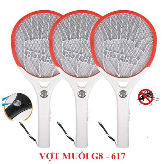 VỢT MUỖI CÓ ĐÈN G8-617 SIÊU BỀN SIÊU CHẮC [PIN SẠC + ĐÈN SOI TÍCH HỢP]