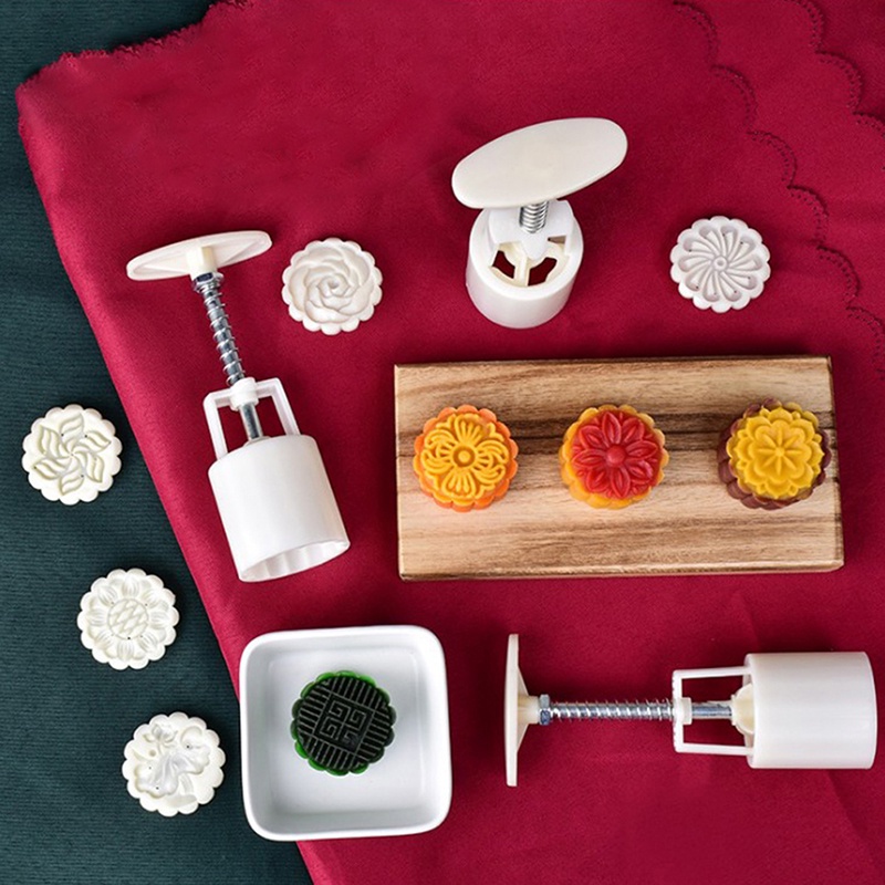 Bộ 6 Khuôn Bánh Trung Thu + 1 Mẫu In Tiện Dụng