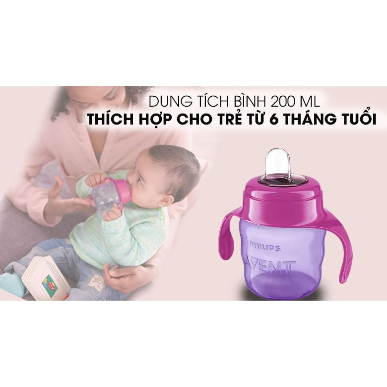 Bình tập uống Philips Avent 200ml màu tím cho trẻ trên 6 tháng tuổi SCF551/03