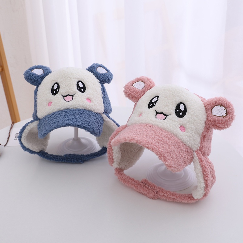 Mũ bóng chày mềm mại thoáng khí bảo vệ tai họa tiết hoạt hình dễ thương cho bé