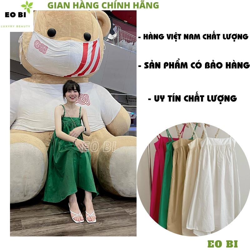 Đầm 2 dây babydoll 4 mầu V11 váy maxi đi biển kiểu dáng hàn quốc ulzzang tiểu thư dễ thương ulzzang -EOBI