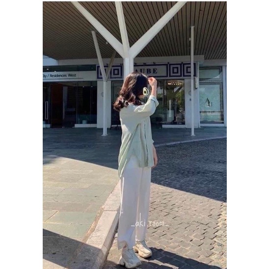 [Ảnh thật/Video] Áo Sơ Mi Afica Tay Dài Màu Trơn Thiết Kế Dáng Rộng Thoải Mái chất đẹp - đuôi tôm - Trơn Dài Tay