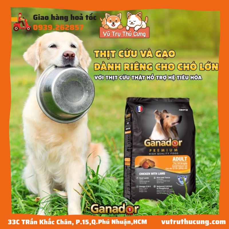 [1.5kg] Thức ăn hạt GANADOR ADULT dành cho chó trưởng thành trên 12 tháng tuổi, vị thịt cừu và gạo
