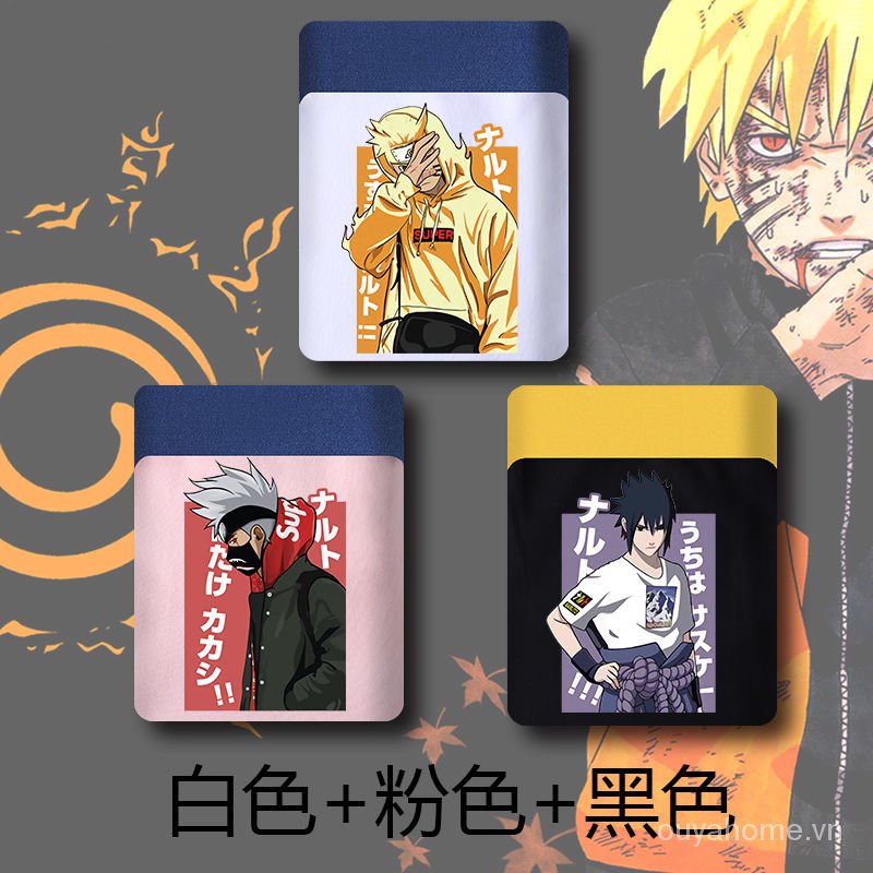 Quần lót cotton dáng rộng in hoạ tiết hoạt hình Naruto dành cho nam giới