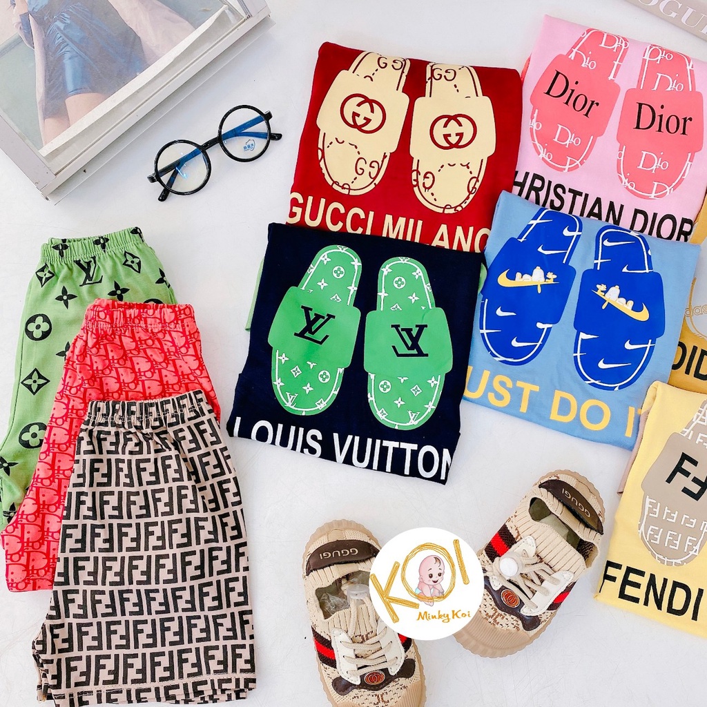 Bộ Cộc Tay Cho Bé Trai, Bé Gái Minky Mom In Hình Chiếc Dép Hot Hit Cho Bé - Chất Thun Lạnh Mềm Mịn BCDEP1