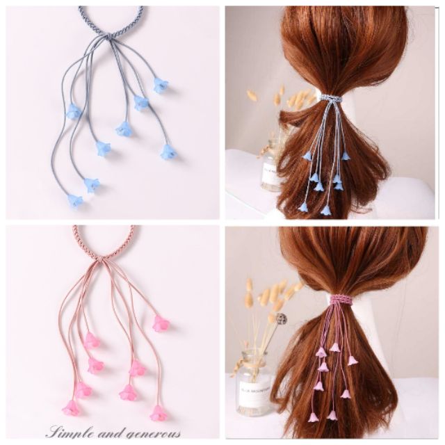 P21 Cột tóc hoa tulip rơi loại1 8 hoa dây thắt