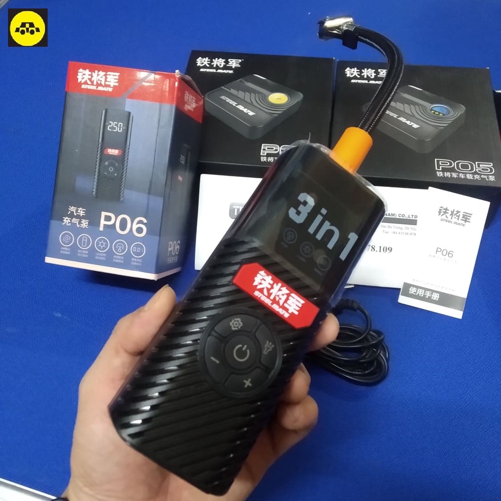 Bơm Ô Tô Điện Tử -Tự Động Ngắt Steelmate P06 - 3 trong 1