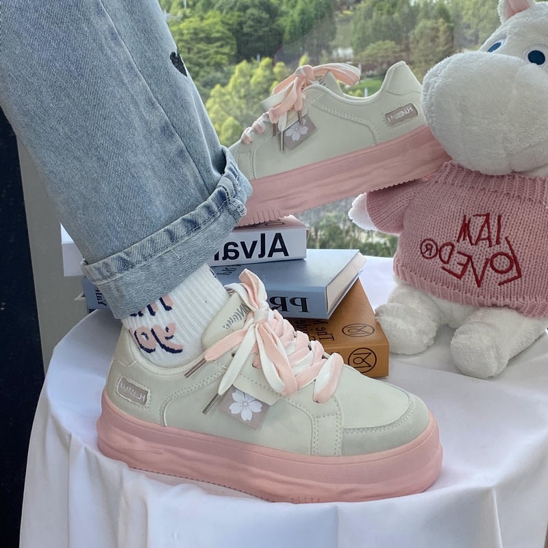 Giày Thể Thao Đế Dày Thoáng Khí In Hình Hoa Anh Đào Dễ Phối Đồ Cho Nữ