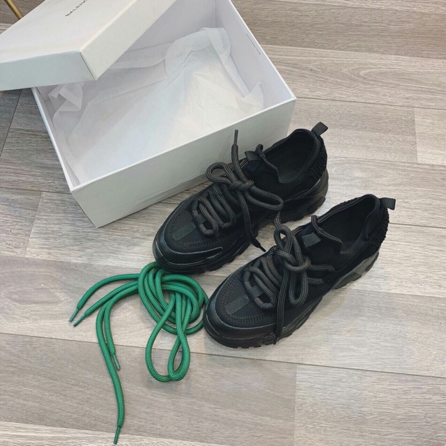 Giày thể thao đế cao dây đen xanh cá tính chất chơi