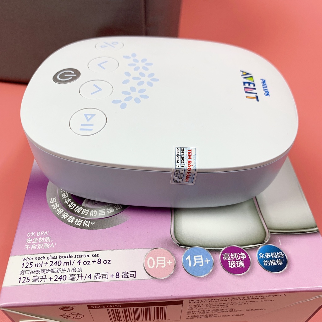 Máy hút sữa điện đôi avent hoa tuyết, máy hút, vắt sữa đôi Philip hàng Like New trên 95%