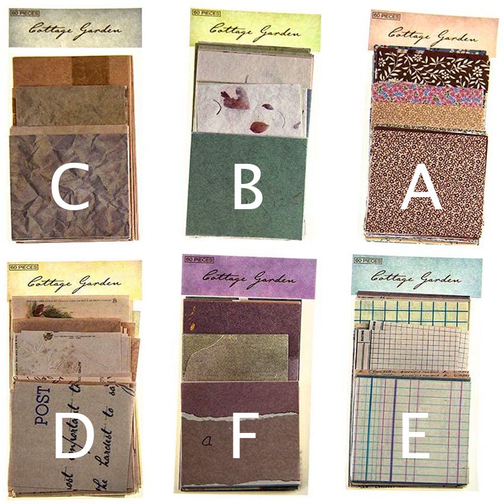 Set 60 / 360 Tờ Giấy Dán Trang Trí Sổ Tay / Đồ Thủ Công Phong Cách Vintage Thanh Lịch