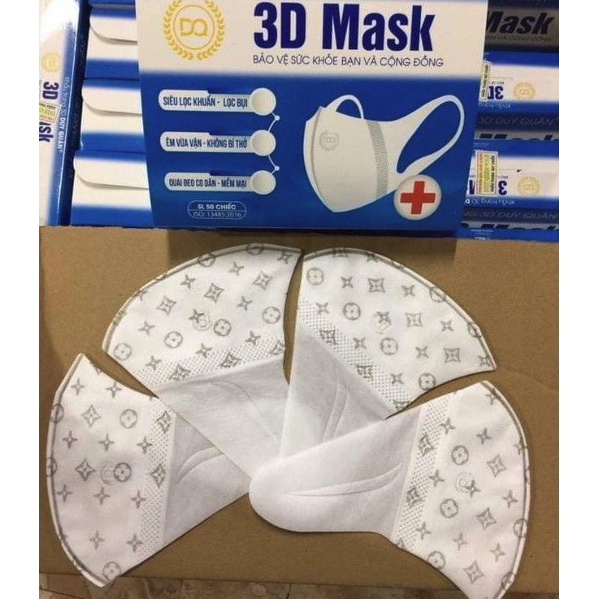 Khẩu Trang Y Tế 3D Mask  RẺ VÔ ĐỊCH  Kháng Khuẩn Quai Đeo Mềm Không Đau Tai Hộp 50 Chiếc