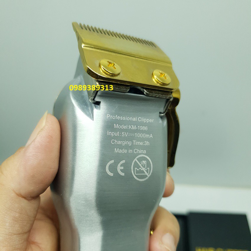 Tông đơ cắt tóc Kemei 1986 Gold vỏ thép + cữ 1.5mm 4.5mm