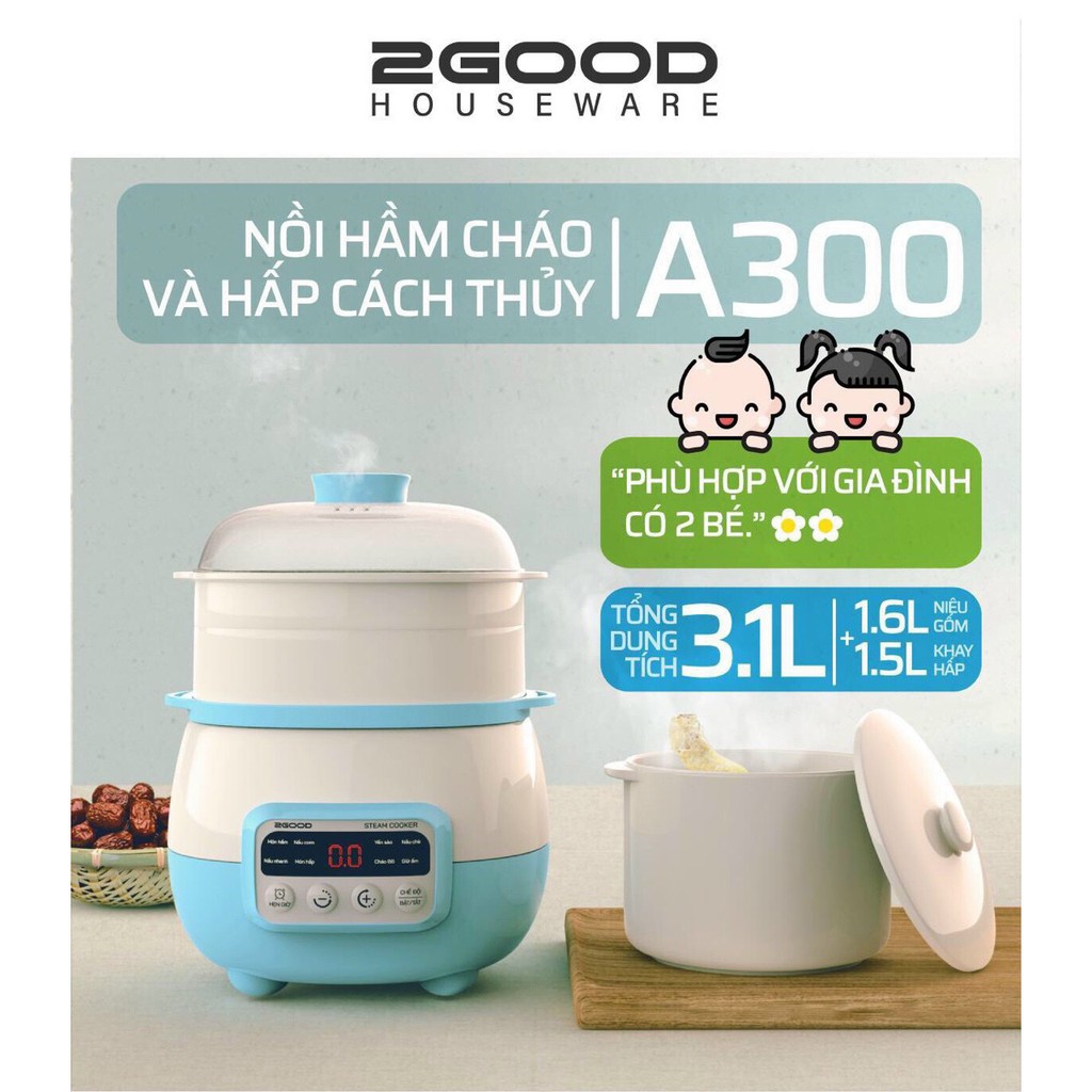 Nồi Hầm Chậm Cách Thủy 2GOOD A300 3.1