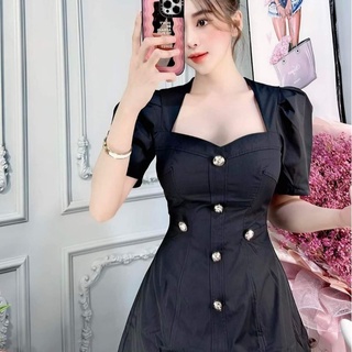 Váy kaki cổ trụ dáng A