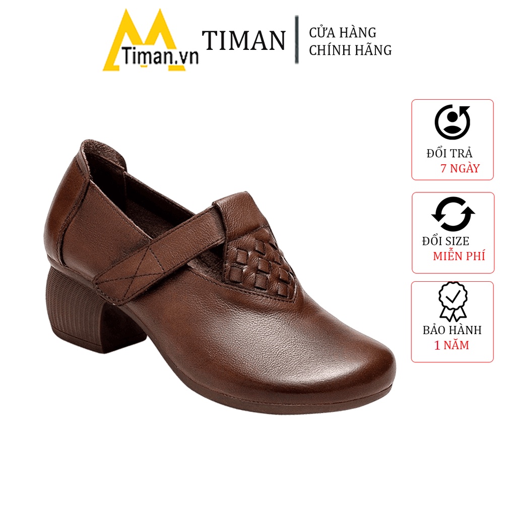 Giày lười nữ chất liệu da vải slip on kiểu mọi đế cao màu trắng độn đế bảo hành 1 năm GD32 TIMAN