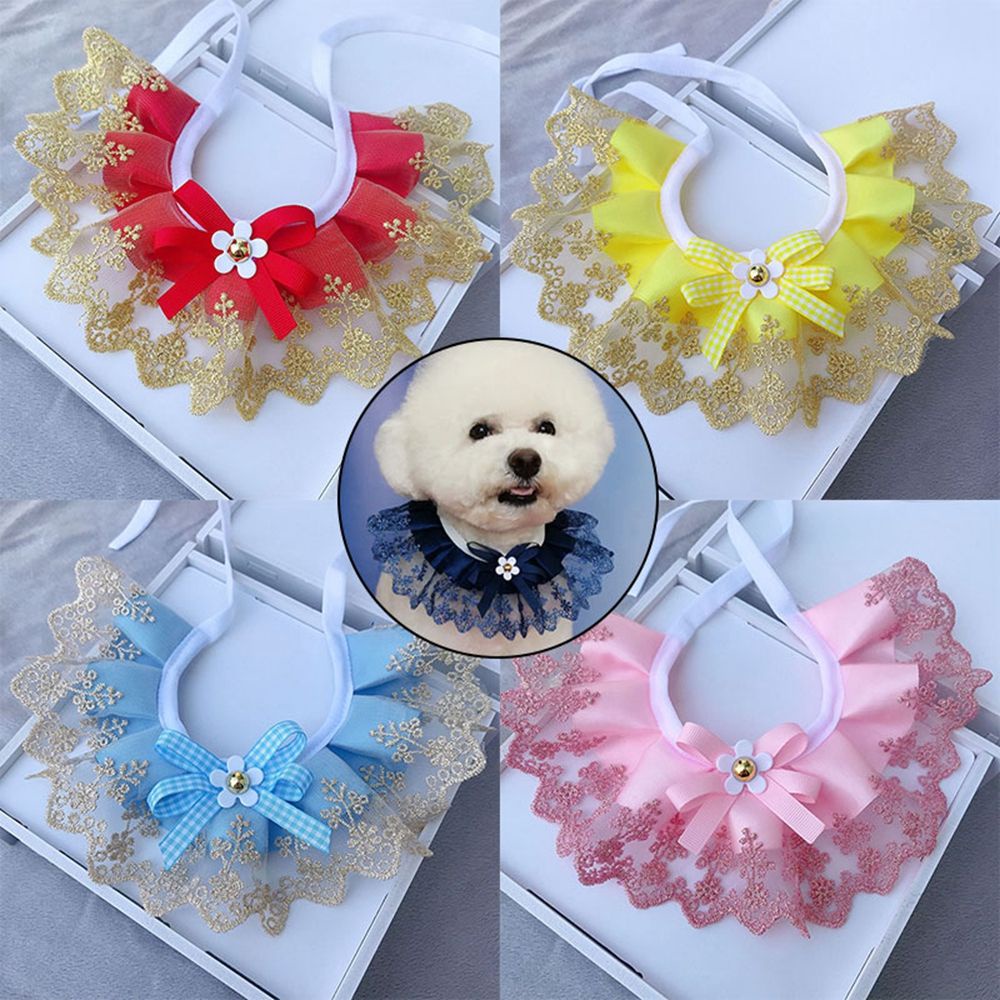 Yếm đeo cổ đính nơ ren dễ thương dành cho chó mèo